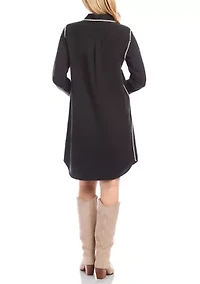 Women's Long Sleeve Edge Stitch Shirtdress