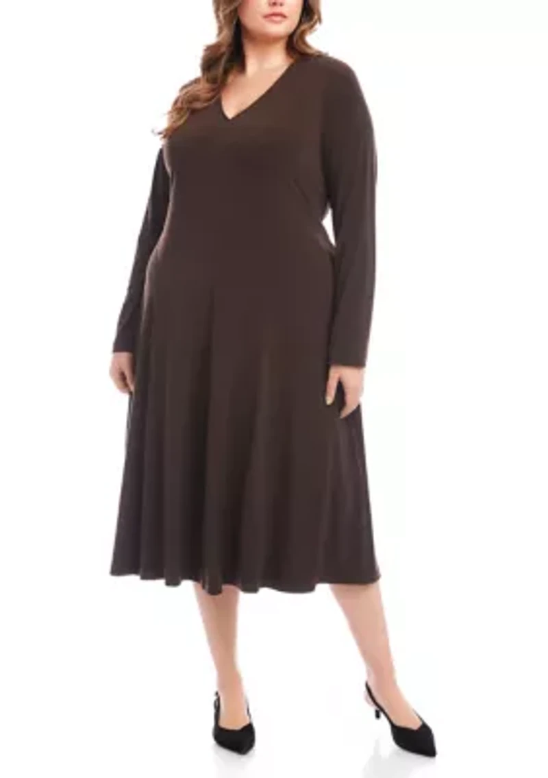 Plus Kate V-Neck Midi Travel Dress