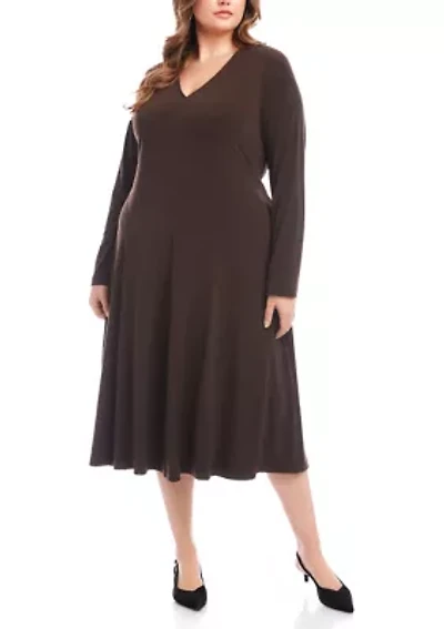 Plus Kate V-Neck Midi Travel Dress