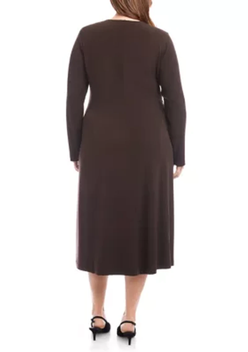 Plus Kate V-Neck Midi Travel Dress
