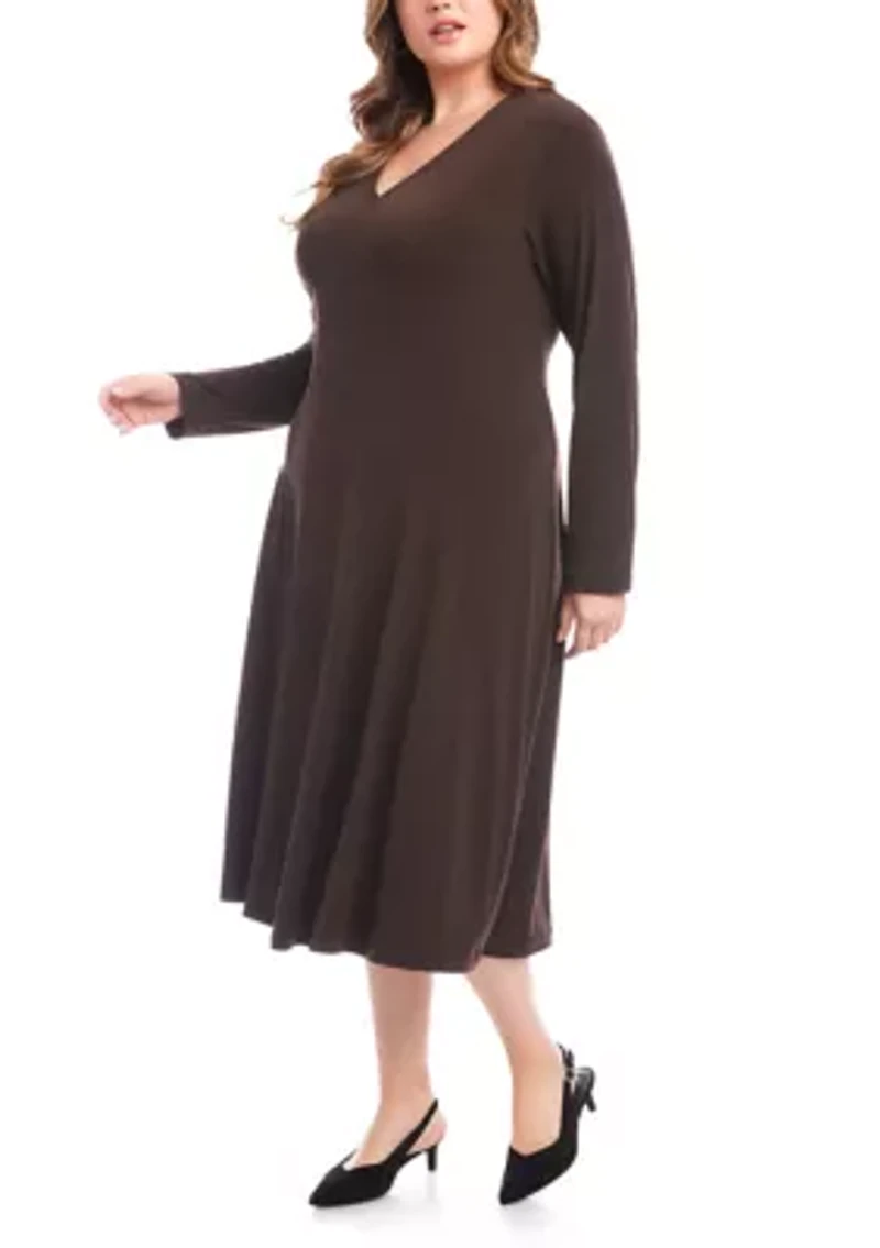 Plus Kate V-Neck Midi Travel Dress