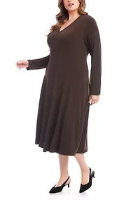 Plus Kate V-Neck Midi Travel Dress