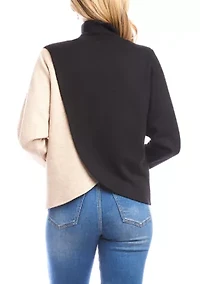 Women's Long Sleeve Crossover Color Block Top