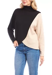 Women's Long Sleeve Crossover Color Block Top