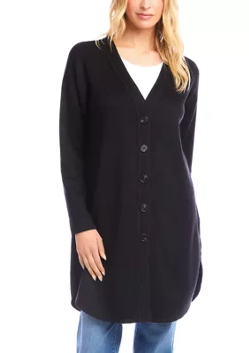 Women's Long Sleeve Shirttail Cardigan