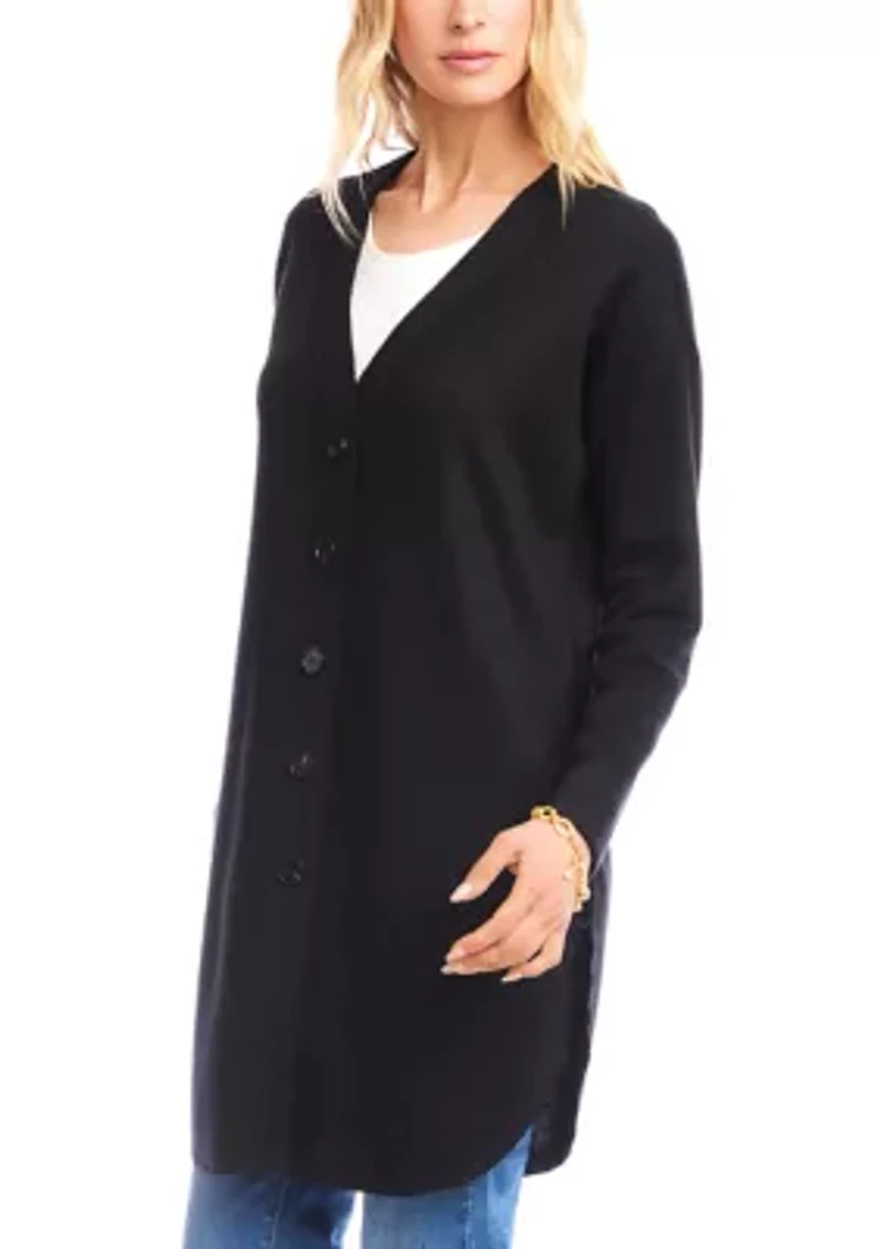 Women's Long Sleeve Shirttail Cardigan