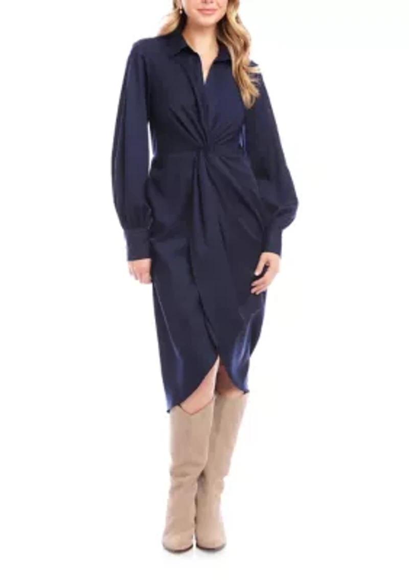 Women's Savannah Twist Front Sateen Midi Dress