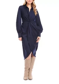 Women's Savannah Twist Front Sateen Midi Dress