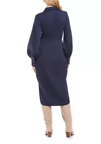 Women's Savannah Twist Front Sateen Midi Dress