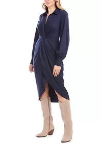 Women's Savannah Twist Front Sateen Midi Dress