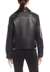 Petite Faux Leather Cropped Jacket