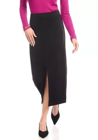 Women's Faux Suede Front Slit Skirt