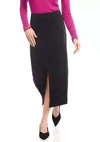 Women's Faux Suede Front Slit Skirt