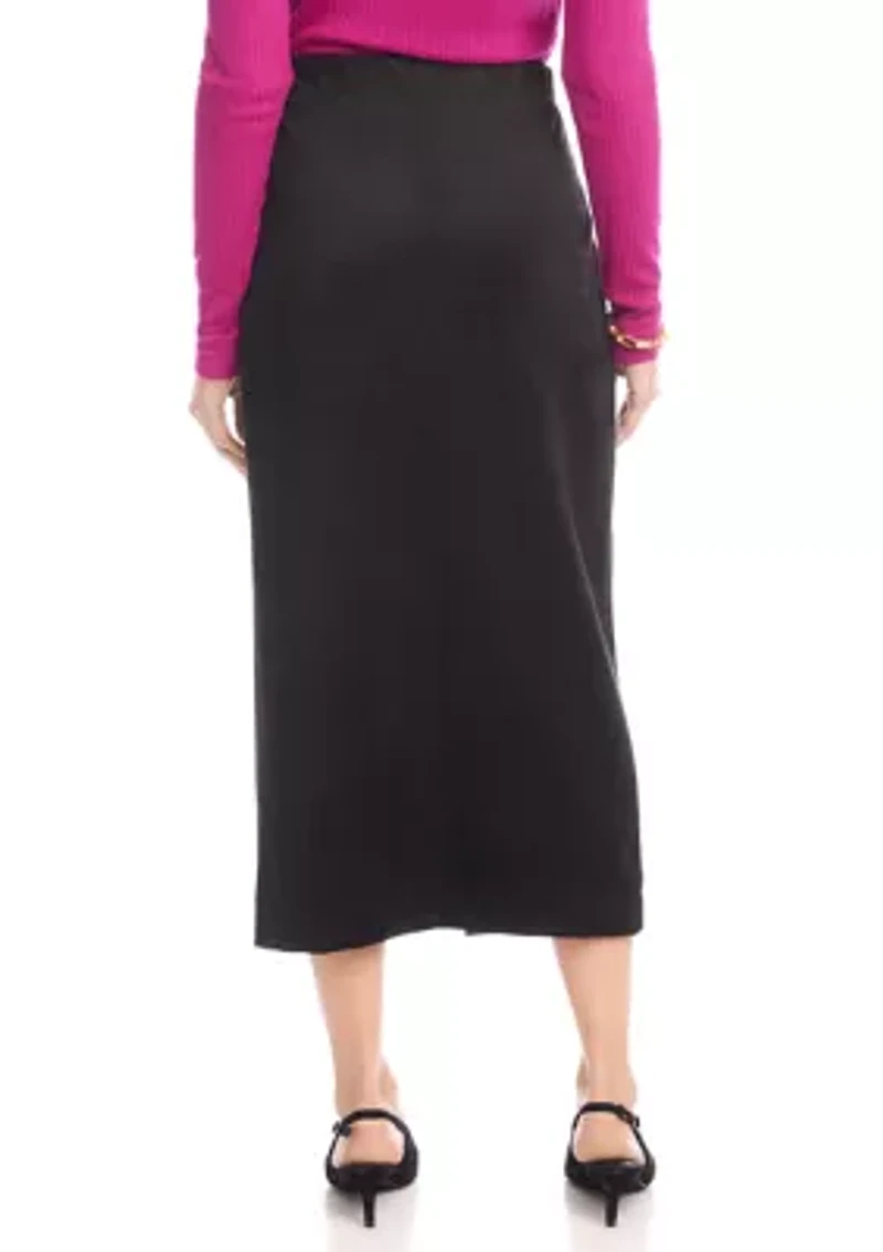 Women's Faux Suede Front Slit Skirt