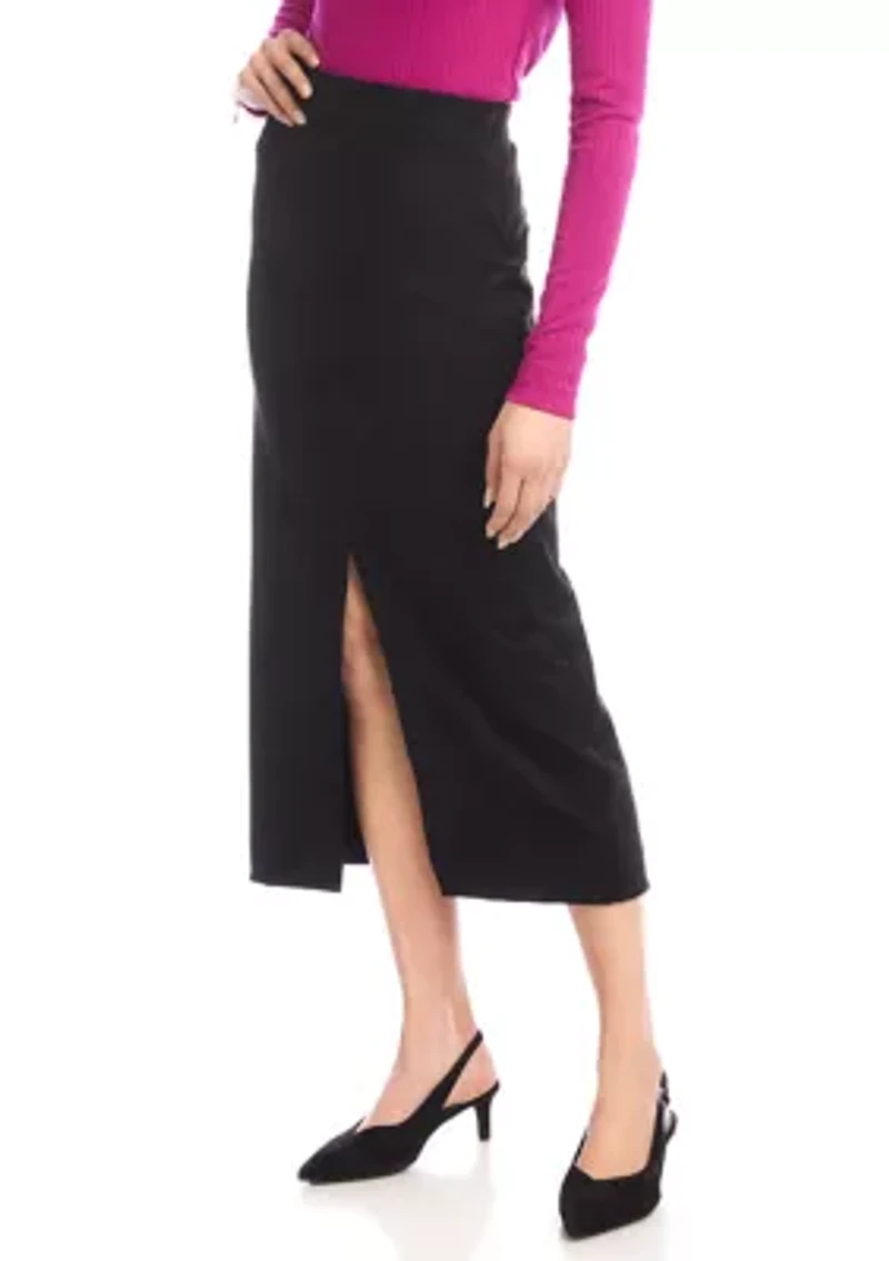Women's Faux Suede Front Slit Skirt