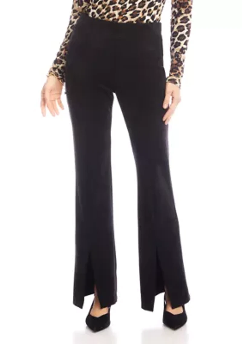 Women's Faux Suede Front Slit Pants