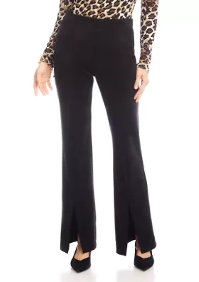 Women's Faux Suede Front Slit Pants