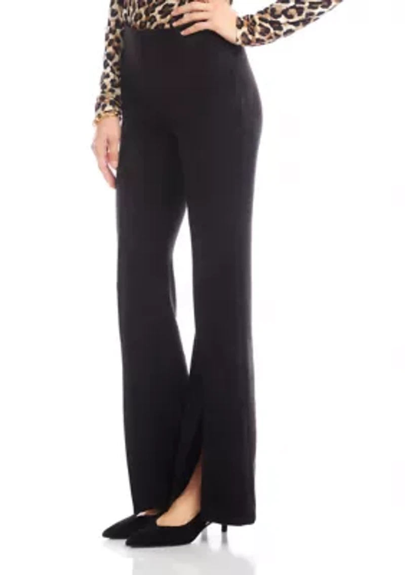Women's Faux Suede Front Slit Pants