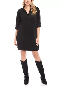 Women's Faux Suede Puff Sleeve Dress