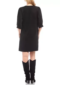 Women's Faux Suede Puff Sleeve Dress