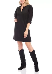 Women's Faux Suede Puff Sleeve Dress