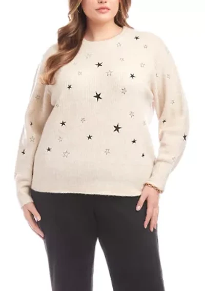 Plus Embroidered Stars Sweater