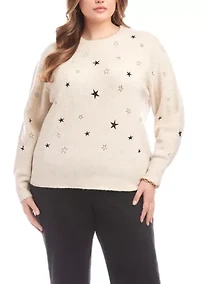 Plus Embroidered Stars Sweater