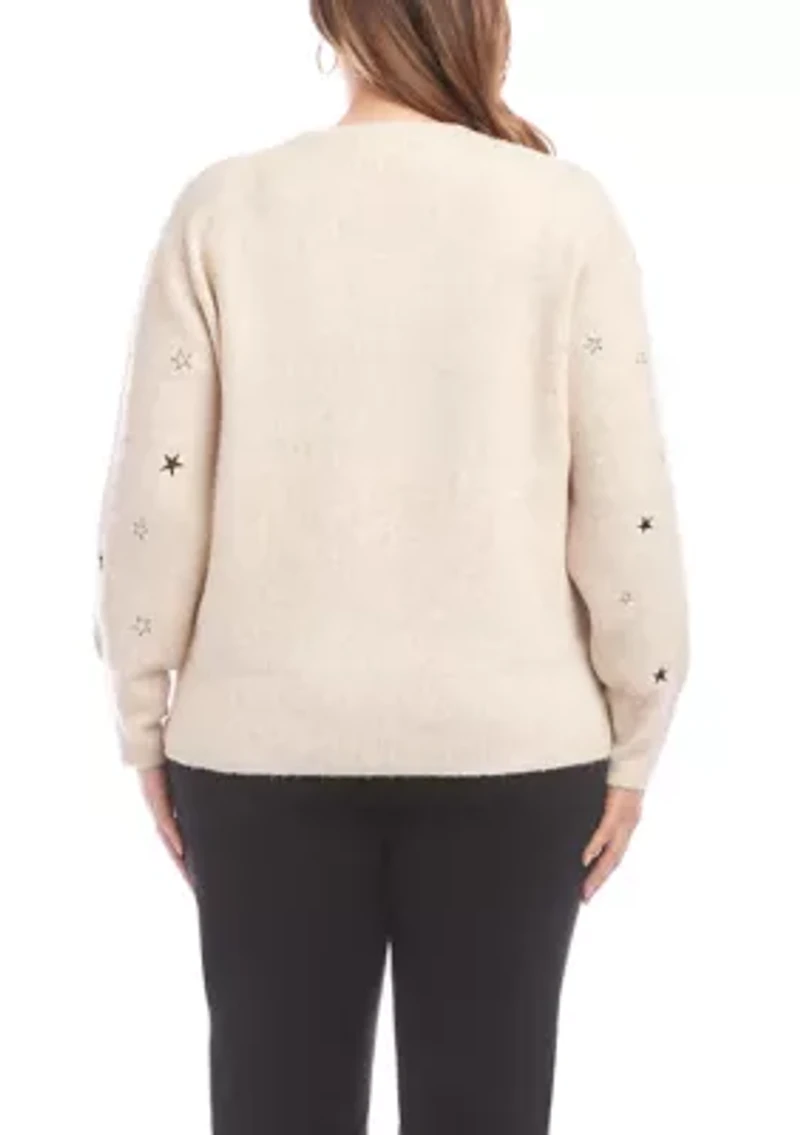Plus Embroidered Stars Sweater