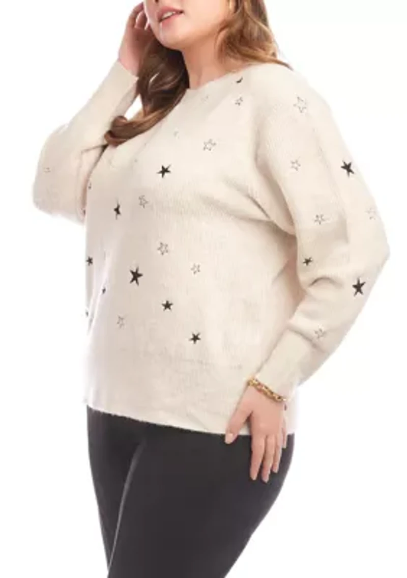 Plus Embroidered Stars Sweater
