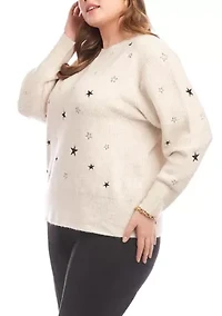Plus Embroidered Stars Sweater