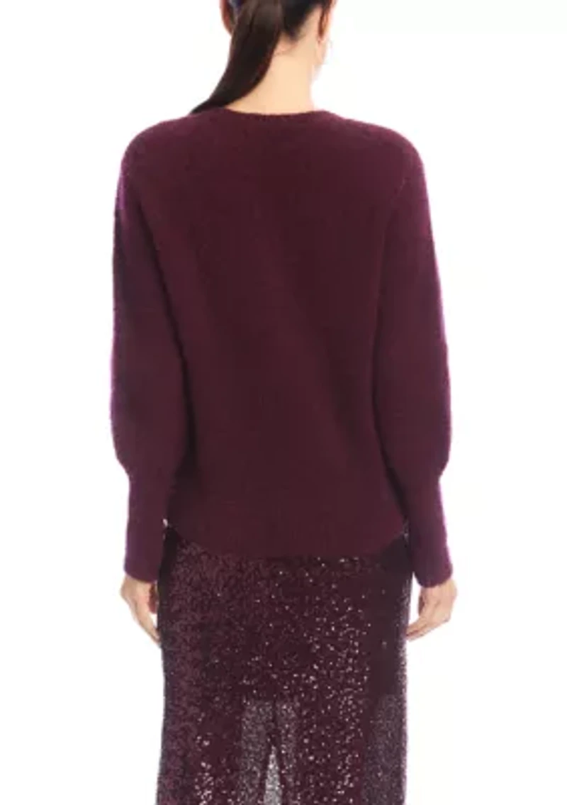 Women's Bouclé Blouson Sleeve Sweater