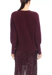 Women's Bouclé Blouson Sleeve Sweater