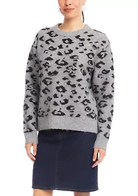 Metallic Animal Print Crewneck Sweater