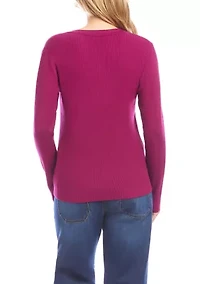Women's Ribbed V-Neck Sweater