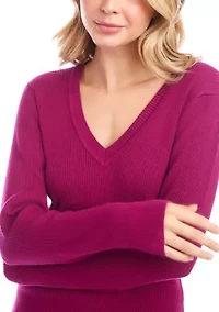 Women's Ribbed V-Neck Sweater