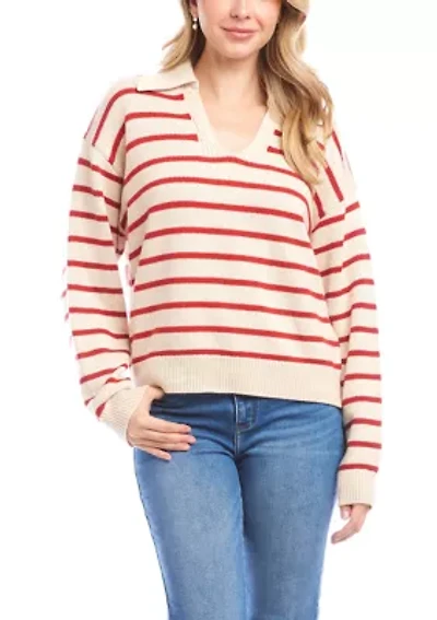Women's Stripe Polo Sweater