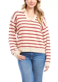 Women's Stripe Polo Sweater
