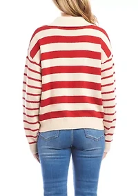 Women's Stripe Polo Sweater