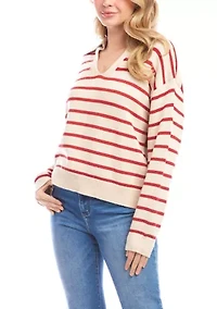 Women's Stripe Polo Sweater