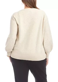 Plus Sequin V-Neck Sweater