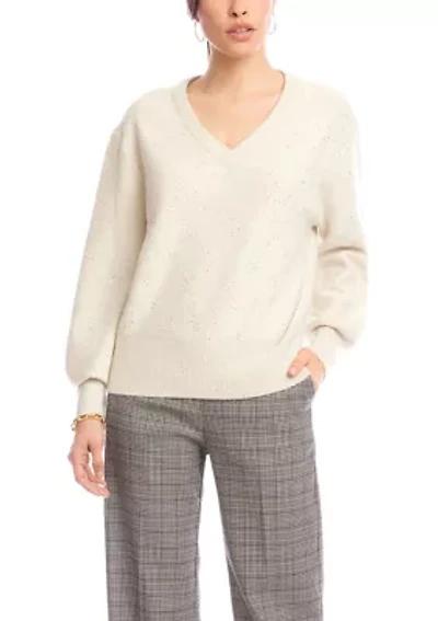 Women's Sequin V-Neck Sweater