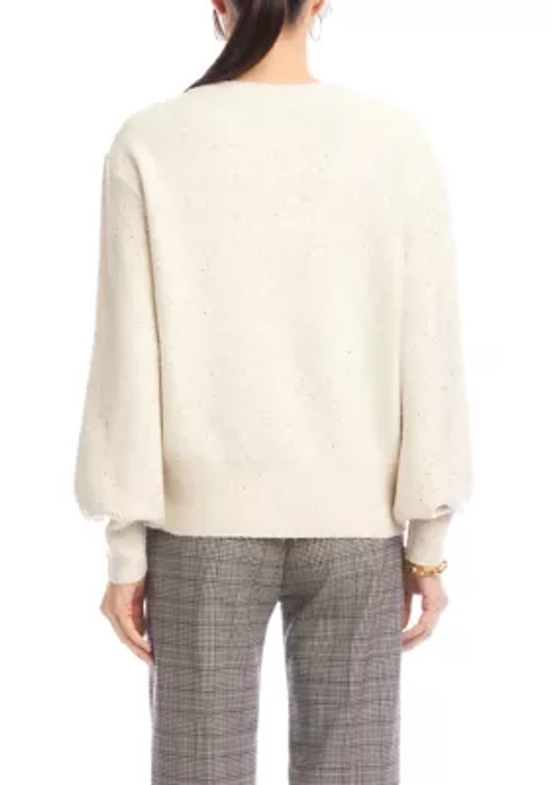 Women's Sequin V-Neck Sweater