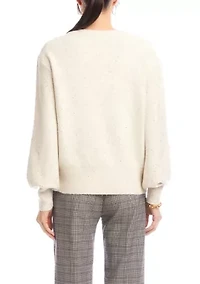 Women's Sequin V-Neck Sweater