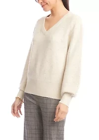 Women's Sequin V-Neck Sweater