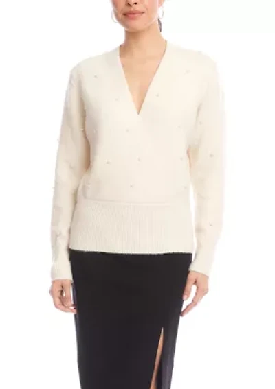 Petite Pearl Wrap Sweater