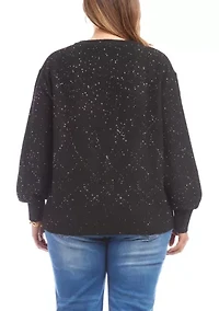 Plus Sequin V-Neck Sweater