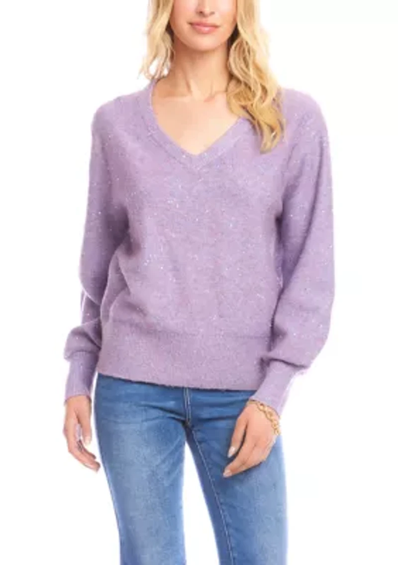 Women's Sequin V-Neck Sweater