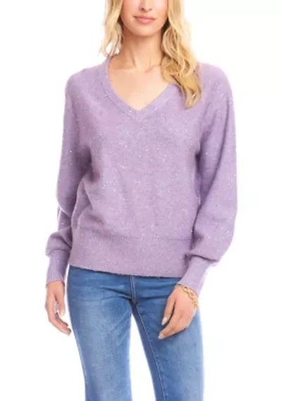 Women's Sequin V-Neck Sweater