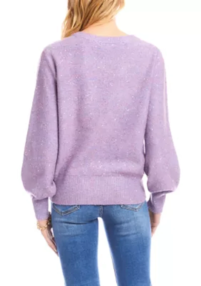 Women's Sequin V-Neck Sweater