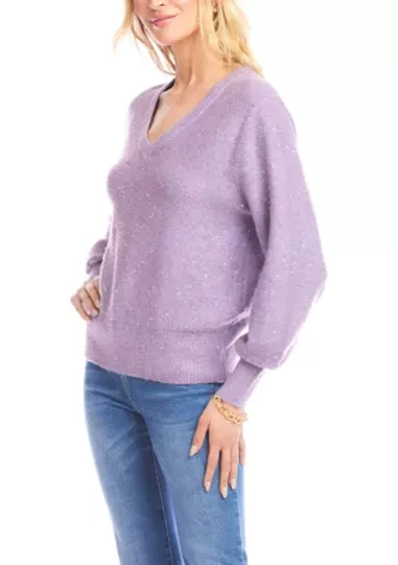 Women's Sequin V-Neck Sweater